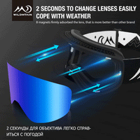Unisex Magnetic Snow Goggles Dual Layers Anti fog Interchangeable Lens UV400