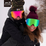 Unisex Magnetic Snow Goggles Dual Layers Anti fog Interchangeable Lens UV400