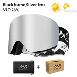 Unisex Magnetic Snow Goggles Dual Layers Anti fog Interchangeable Lens UV400