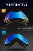 Unisex Magnetic Snow Goggles Dual Layers Anti fog Interchangeable Lens UV400