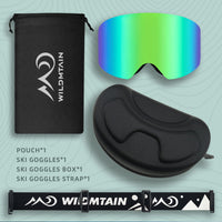 Unisex Magnetic Snow Goggles Dual Layers Anti fog Interchangeable Lens UV400