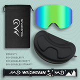 Unisex Magnetic Snow Goggles Dual Layers Anti fog Interchangeable Lens UV400