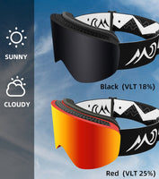 Unisex Magnetic Snow Goggles Dual Layers Anti fog Interchangeable Lens UV400