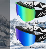 Unisex Magnetic Snow Goggles Dual Layers Anti fog Interchangeable Lens UV400