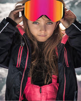 Unisex Magnetic Snow Goggles Dual Layers Anti fog Interchangeable Lens UV400
