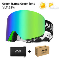 Unisex Magnetic Snow Goggles Dual Layers Anti fog Interchangeable Lens UV400