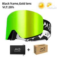 Unisex Magnetic Snow Goggles Dual Layers Anti fog Interchangeable Lens UV400