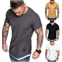 Mens Lit Pleated Wrinkled Fit Short Sleeve Solid Casual Tops (Free Shipping)