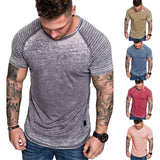 Mens Lit Pleated Wrinkled Fit Short Sleeve Solid Casual Tops (Free Shipping)