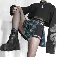 Ladies Dragon Long Sleeve Fashion Pullover Black Casual Gothic Streetwear Sweatshirts (Free Shipping)