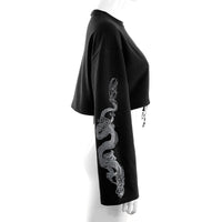 Ladies Dragon Long Sleeve Fashion Pullover Black Casual Gothic Streetwear Sweatshirts (Free Shipping)