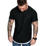 Mens Lit Pleated Wrinkled Fit Short Sleeve Solid Casual Tops (Free Shipping)