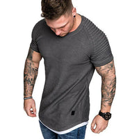 Mens Lit Pleated Wrinkled Fit Short Sleeve Solid Casual Tops (Free Shipping)