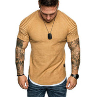Mens Lit Pleated Wrinkled Fit Short Sleeve Solid Casual Tops (Free Shipping)