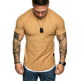 Mens Lit Pleated Wrinkled Fit Short Sleeve Solid Casual Tops (Free Shipping)