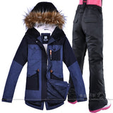Ladies Snow Wear Super Warm Women Skiing & Snowboarding Jacket & Pants Windproof Waterproof Breathable with Hood (Free Shipping)
