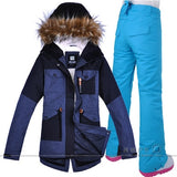 Ladies Snow Wear Super Warm Women Skiing & Snowboarding Jacket & Pants Windproof Waterproof Breathable with Hood (Free Shipping)