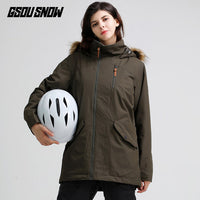 Women Skiing & Snowboarding Jacket Winter Hooded Fur Windproof Waterproof (Free Shipping)