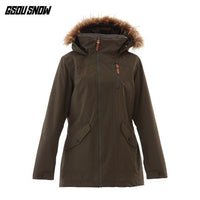 Women Skiing & Snowboarding Jacket Winter Hooded Fur Windproof Waterproof (Free Shipping)