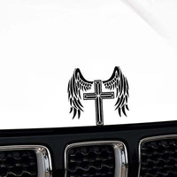 Sticker Cross & Wings Design Car Sticker Vinyl Decal (14.1*13.3CM) Black/Silver Covering The Body (Free Shipping)