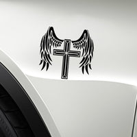 Sticker Cross & Wings Design Car Sticker Vinyl Decal (14.1*13.3CM) Black/Silver Covering The Body (Free Shipping)