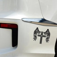 Sticker Cross & Wings Design Car Sticker Vinyl Decal (14.1*13.3CM) Black/Silver Covering The Body (Free Shipping)