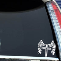 Sticker Cross & Wings Design Car Sticker Vinyl Decal (14.1*13.3CM) Black/Silver Covering The Body (Free Shipping)