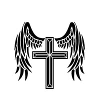 Sticker Cross & Wings Design Car Sticker Vinyl Decal (14.1*13.3CM) Black/Silver Covering The Body (Free Shipping)