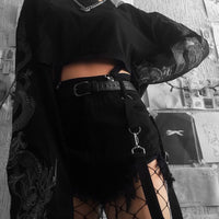 Ladies Dragon Long Sleeve Fashion Pullover Black Casual Gothic Streetwear Sweatshirts (Free Shipping)