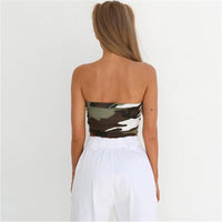 New Womens Casual Strapless Bustier Crop Top Bandeau Camisole Camouflage Tank Tube Tops Fashion (Free Shipping)